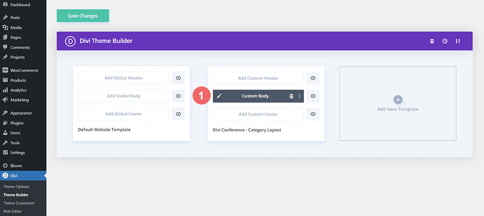 Start the process for editing the Divi Conference Category Page Layout