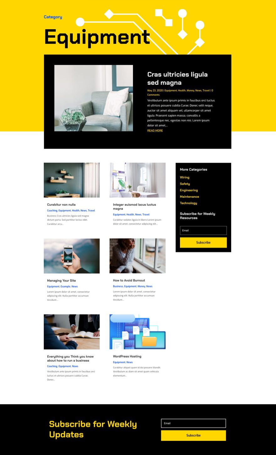 Category Page Template for Divi's Electrical Services Layout Pack