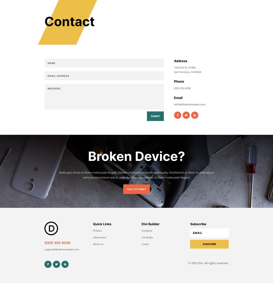 Device Repair Layout Pack for Divi