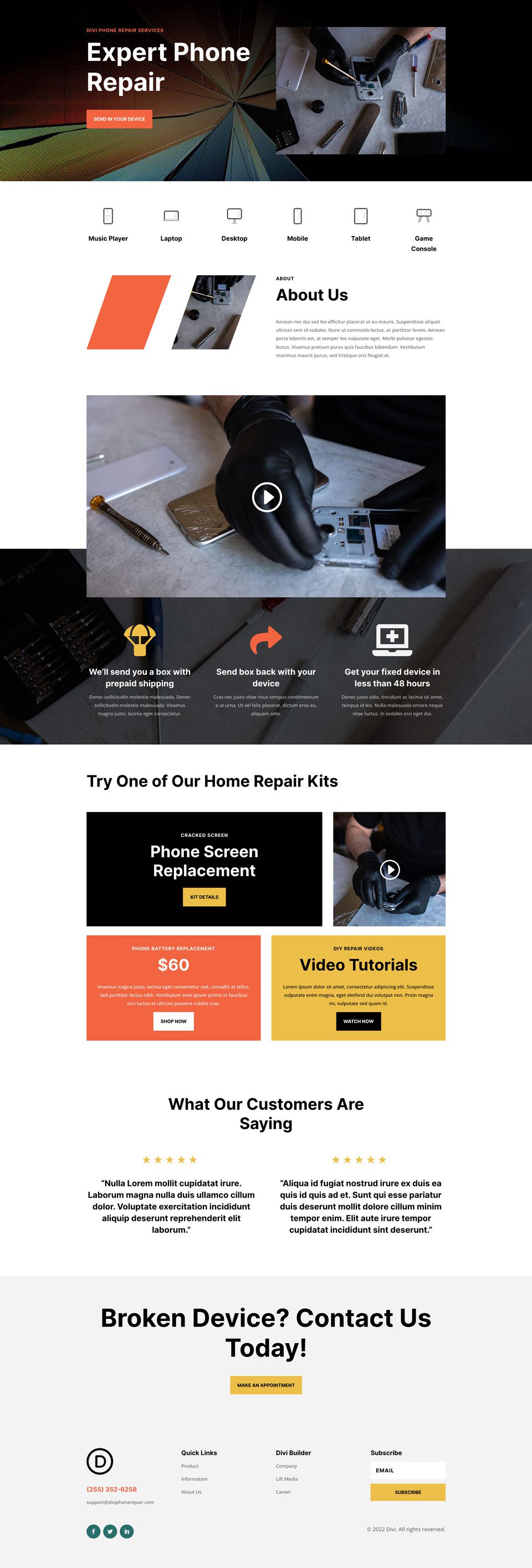 Device Repair Layout Pack for Divi