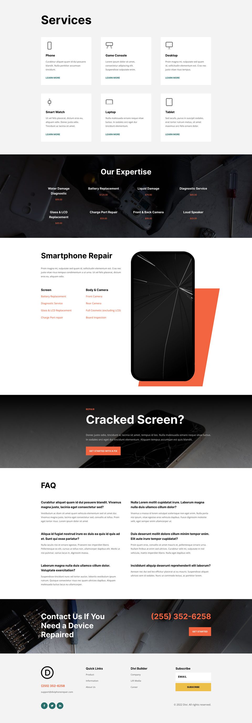 Device Repair Layout Pack for Divi