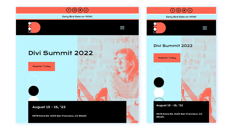 Header Layout for Tablet and Mobile in the Divi Conference Header and Footer Freebie