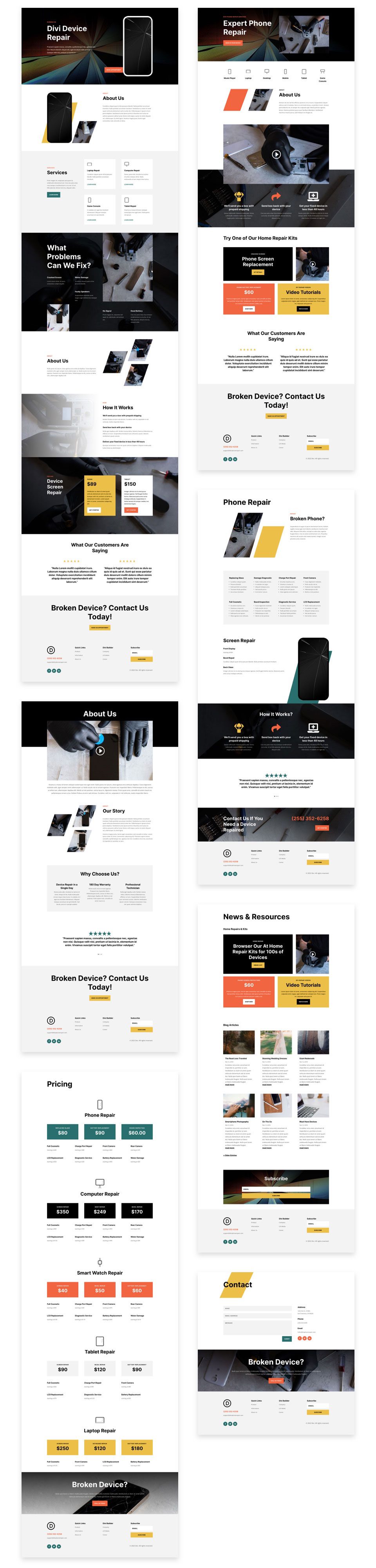 Device Repair Layout Pack for Divi