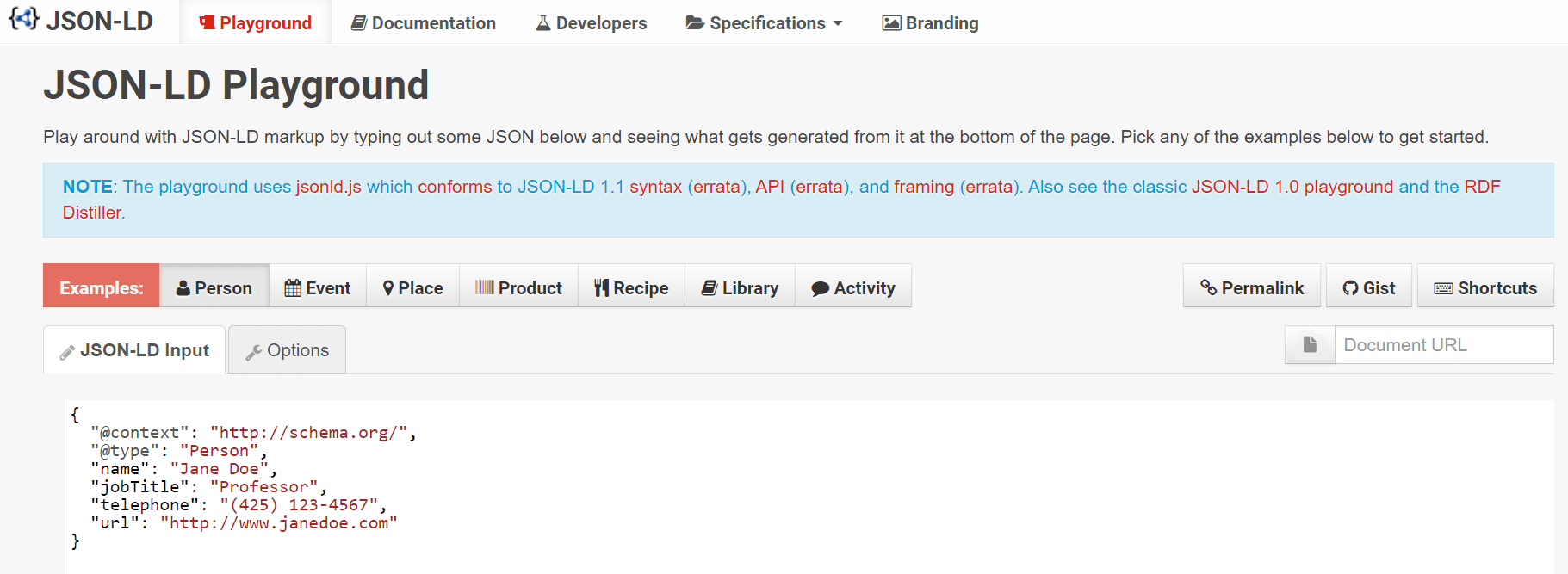 JSON-LD Playground 