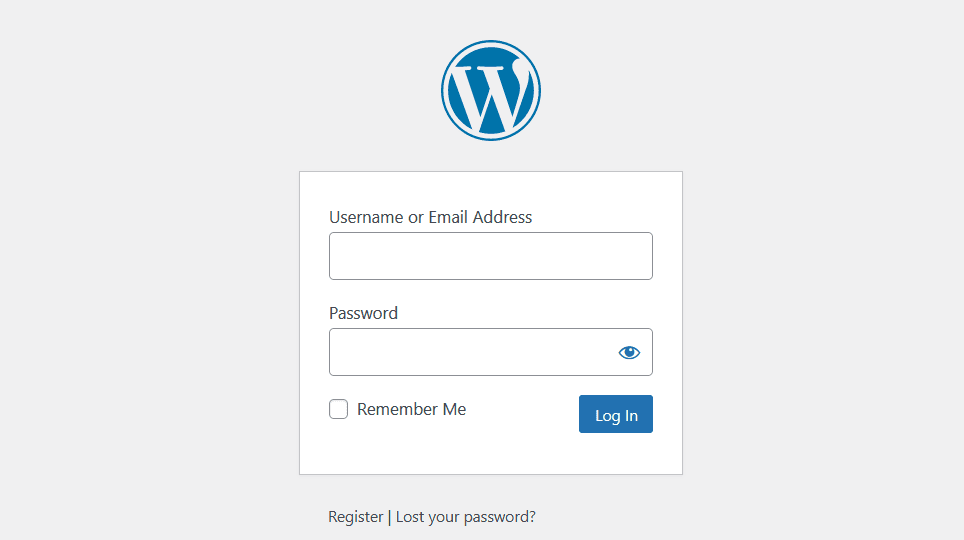 The WordPress login screen