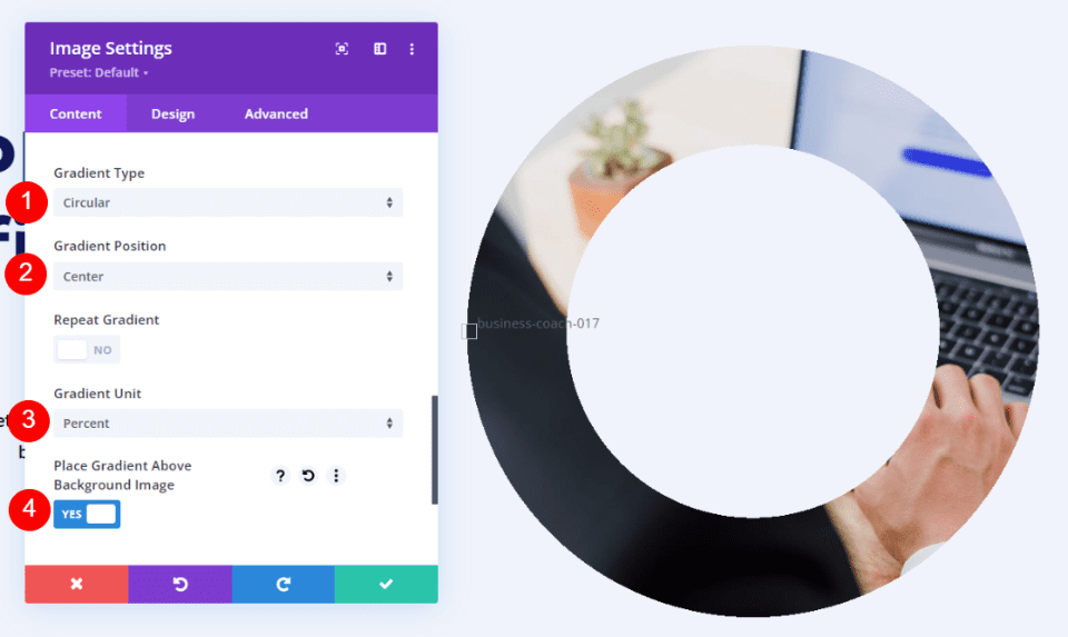 First Example – Circular Gradient Builder Image Shape