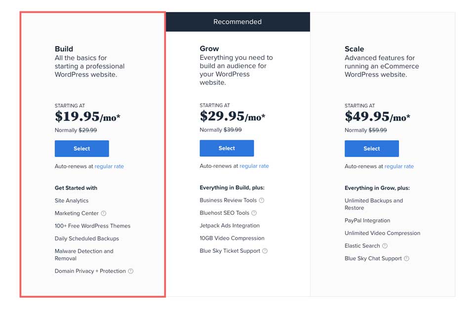 Bluehost Hosting Build Plan