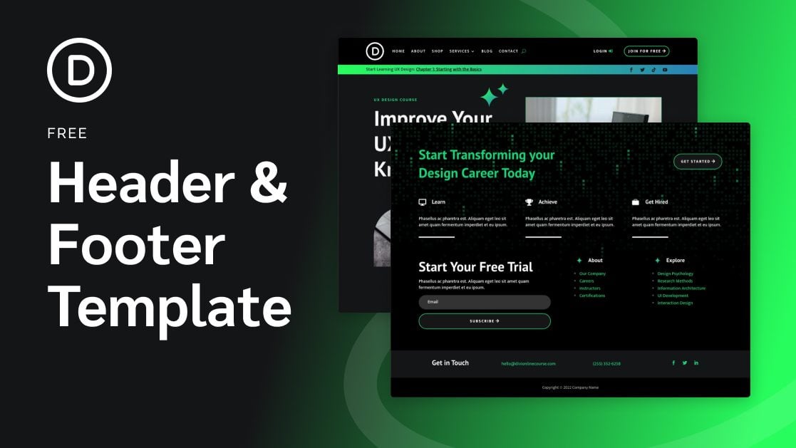 Download a FREE Header and Footer Template for Divi’s Online Course Layout Pack