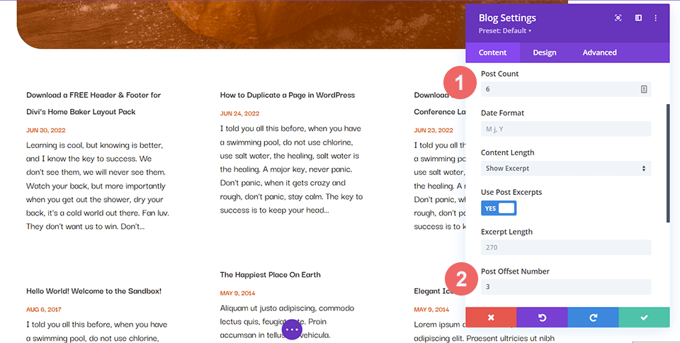 Blog Post Count and Post Offset Settings within the Blog Module