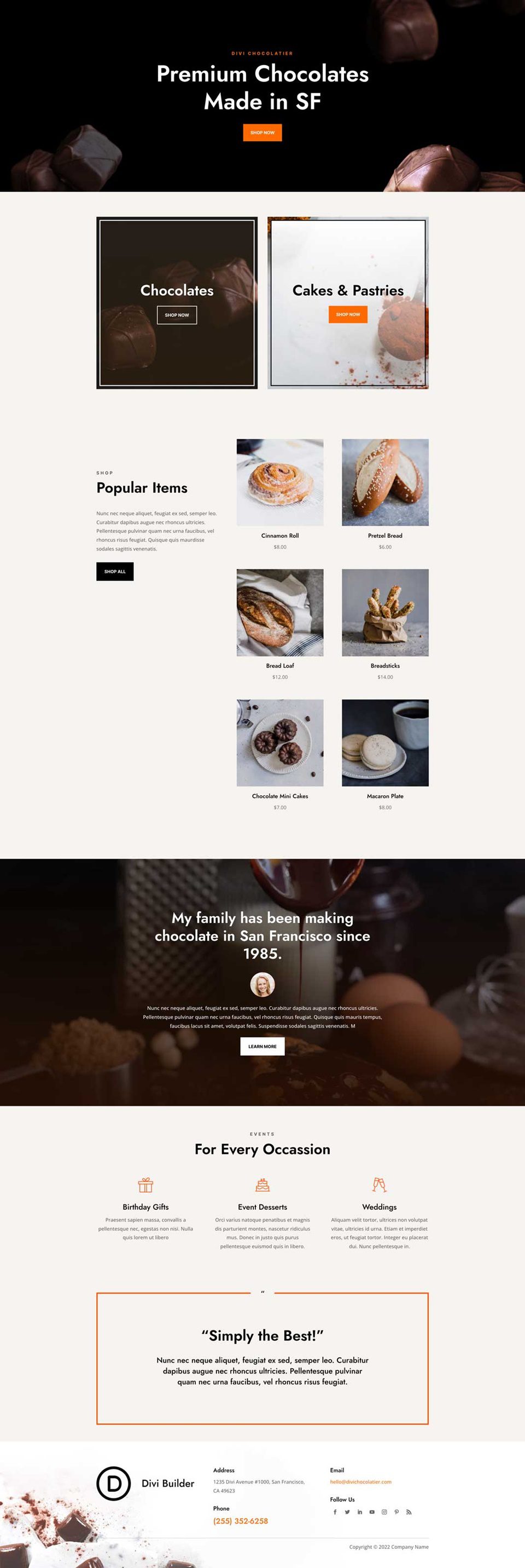 Chocolatier Website