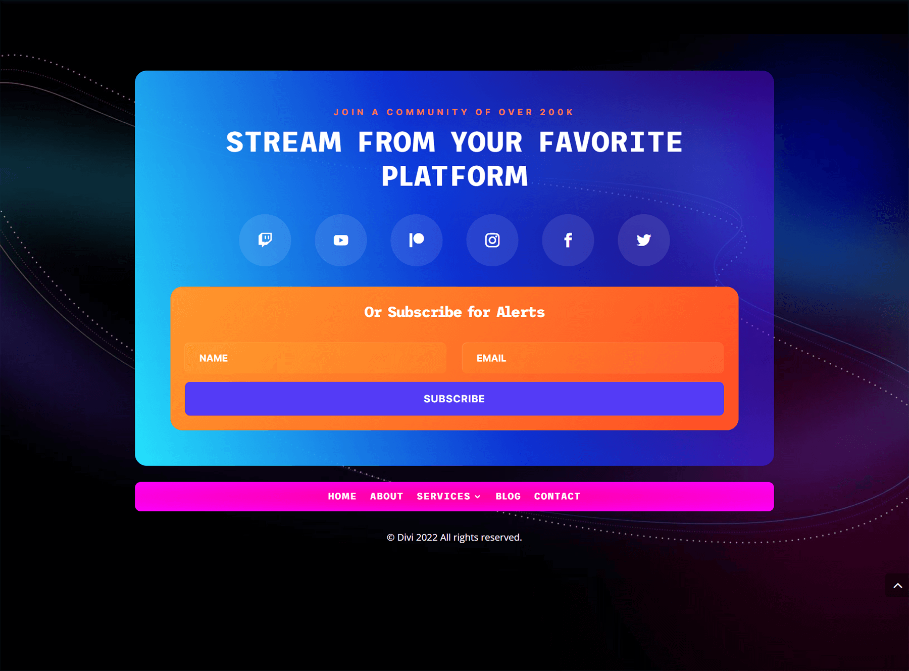 Download a FREE Header & Footer for Divi's Streamer Layout Pack