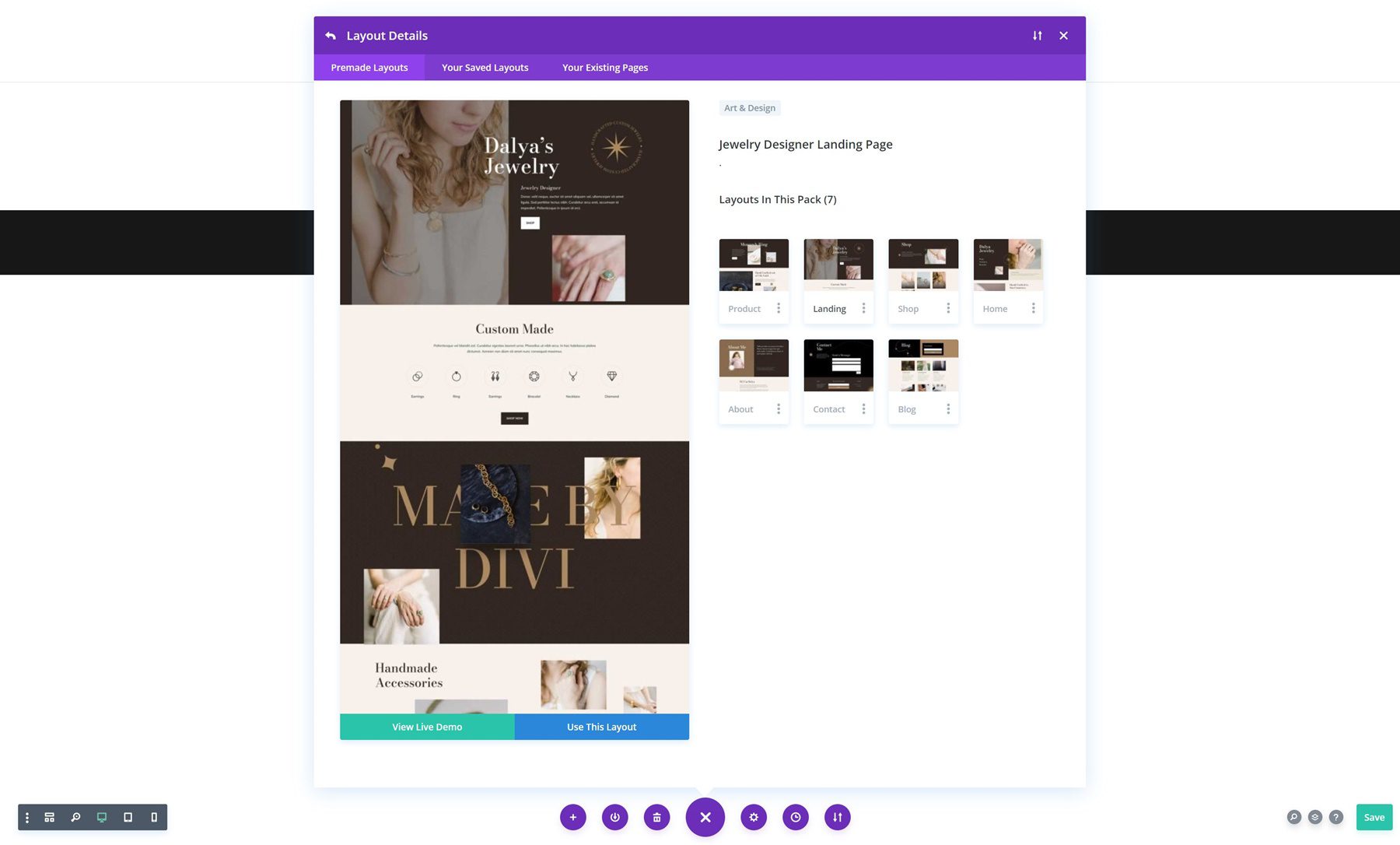 Jewelry Designer Layout Pack for Divi
