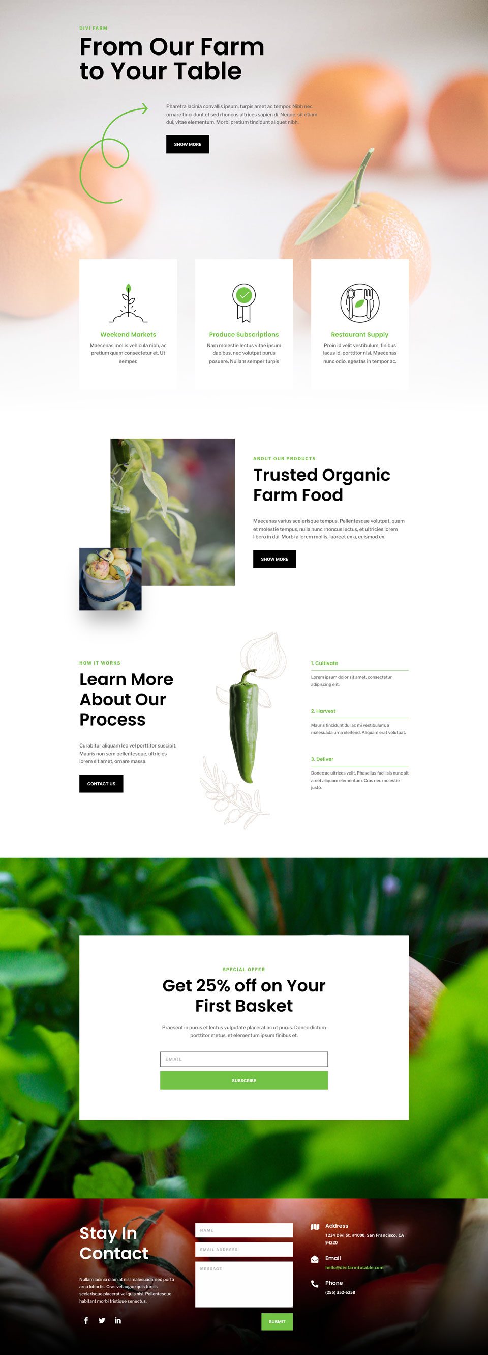 Farm to Table Layout Pack for Divi