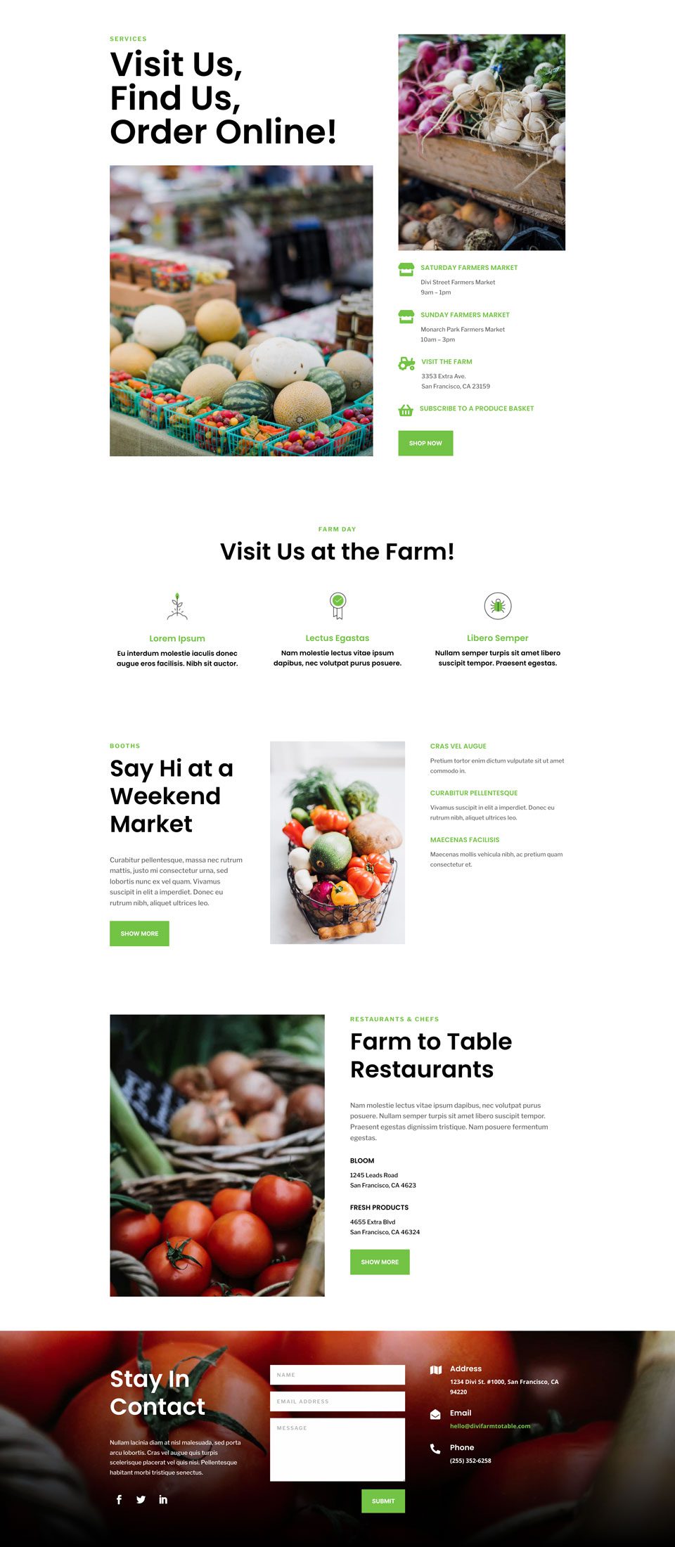 Farm to Table Layout Pack for Divi