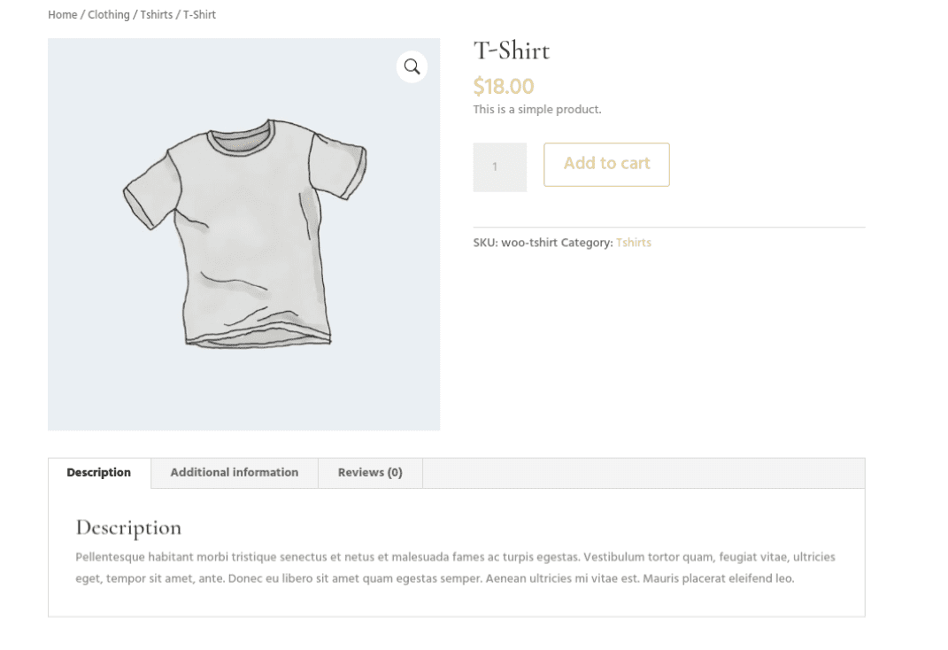 An example of a WooCommerce product description.