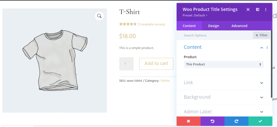 The WooCommerce product title module from Divi.