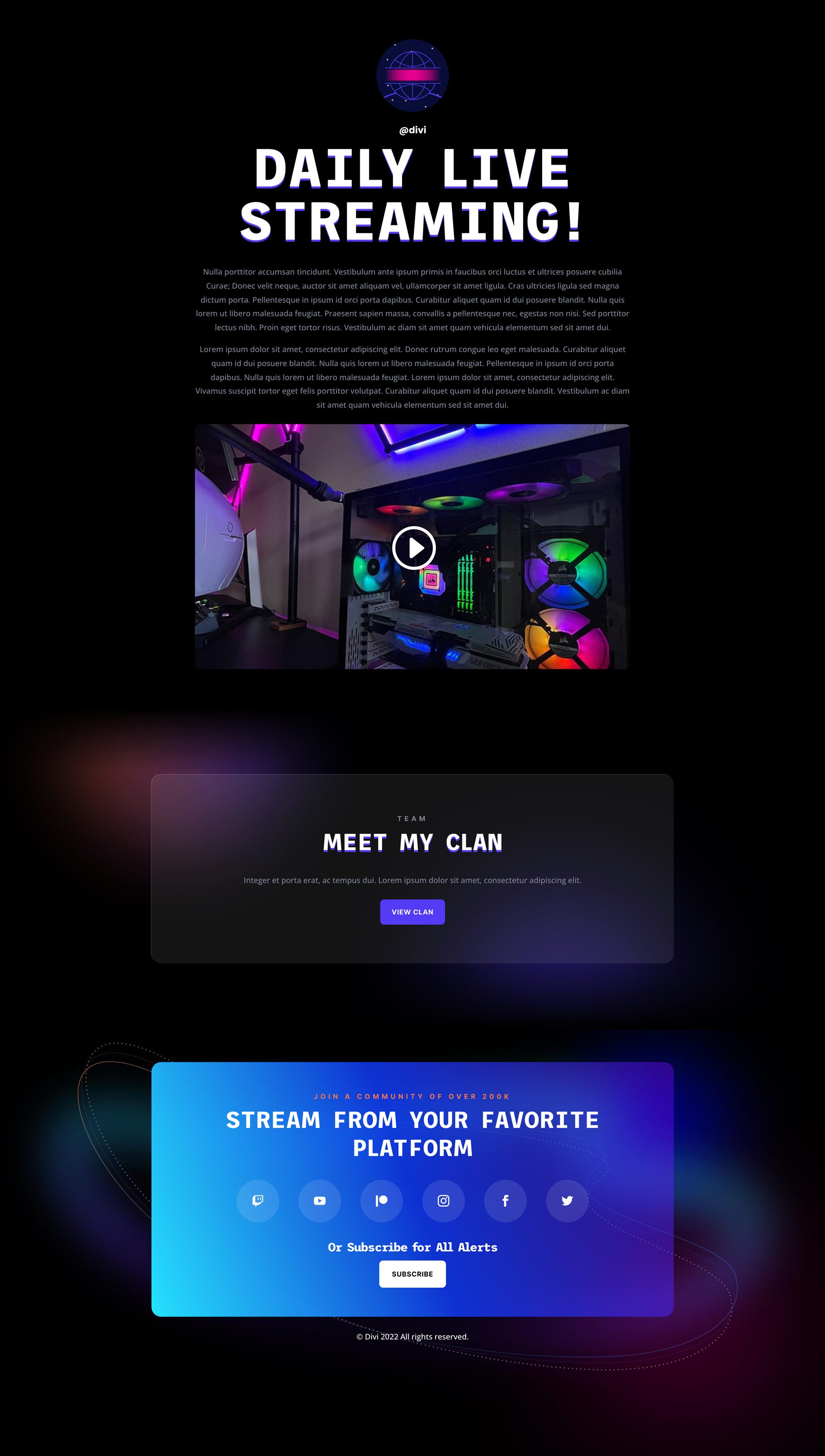 Streamer Layout Pack for Divi