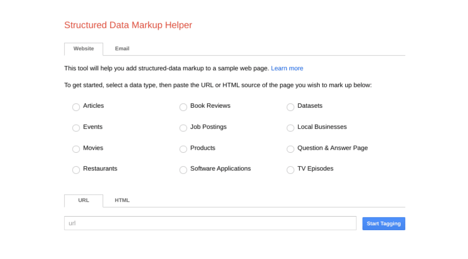 The Google Structured Data Markup Helper tool.