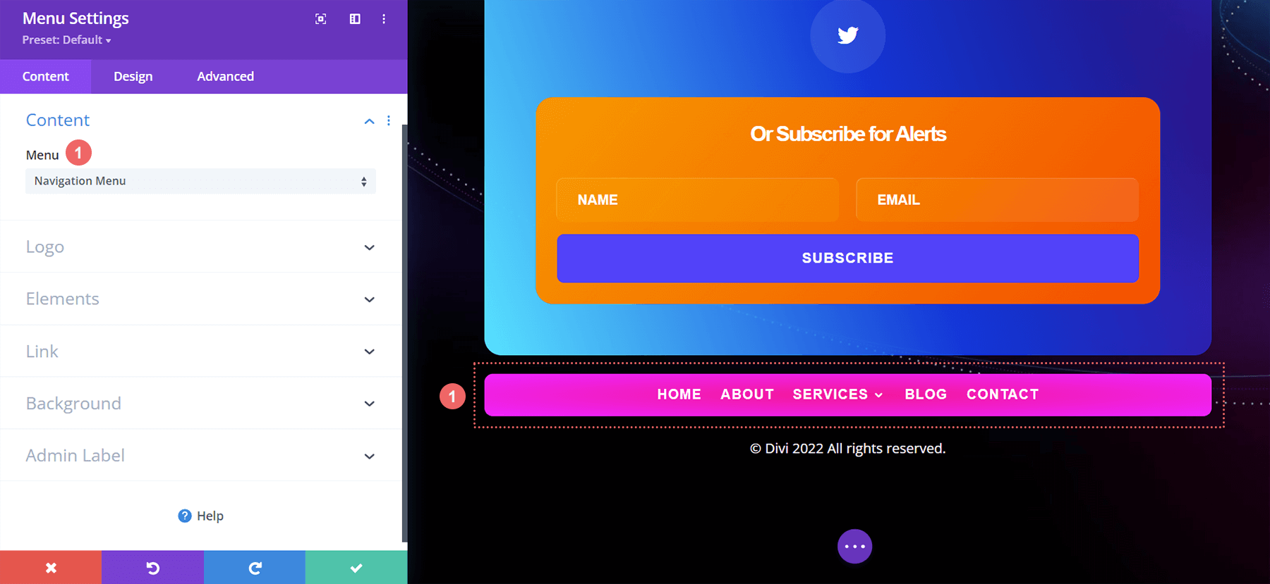 منوی پاورقی خود را در Divi Streamer Layout Pack خود به روز کنید