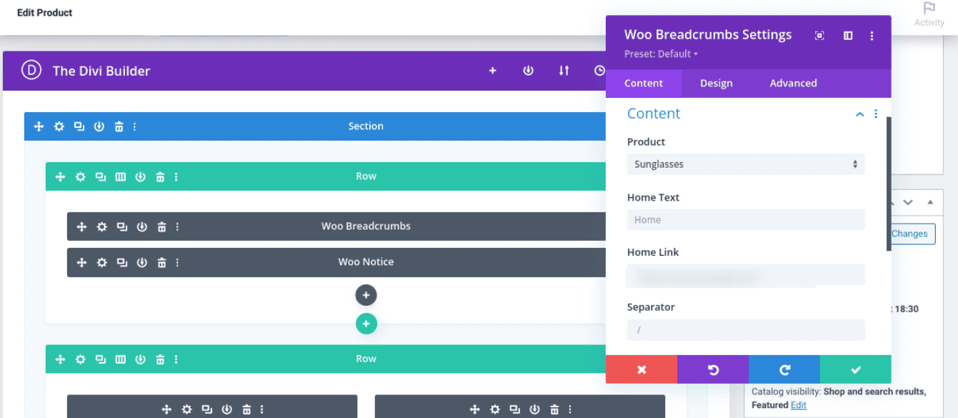 The WooCommerce Breadcrumbs module in Divi.