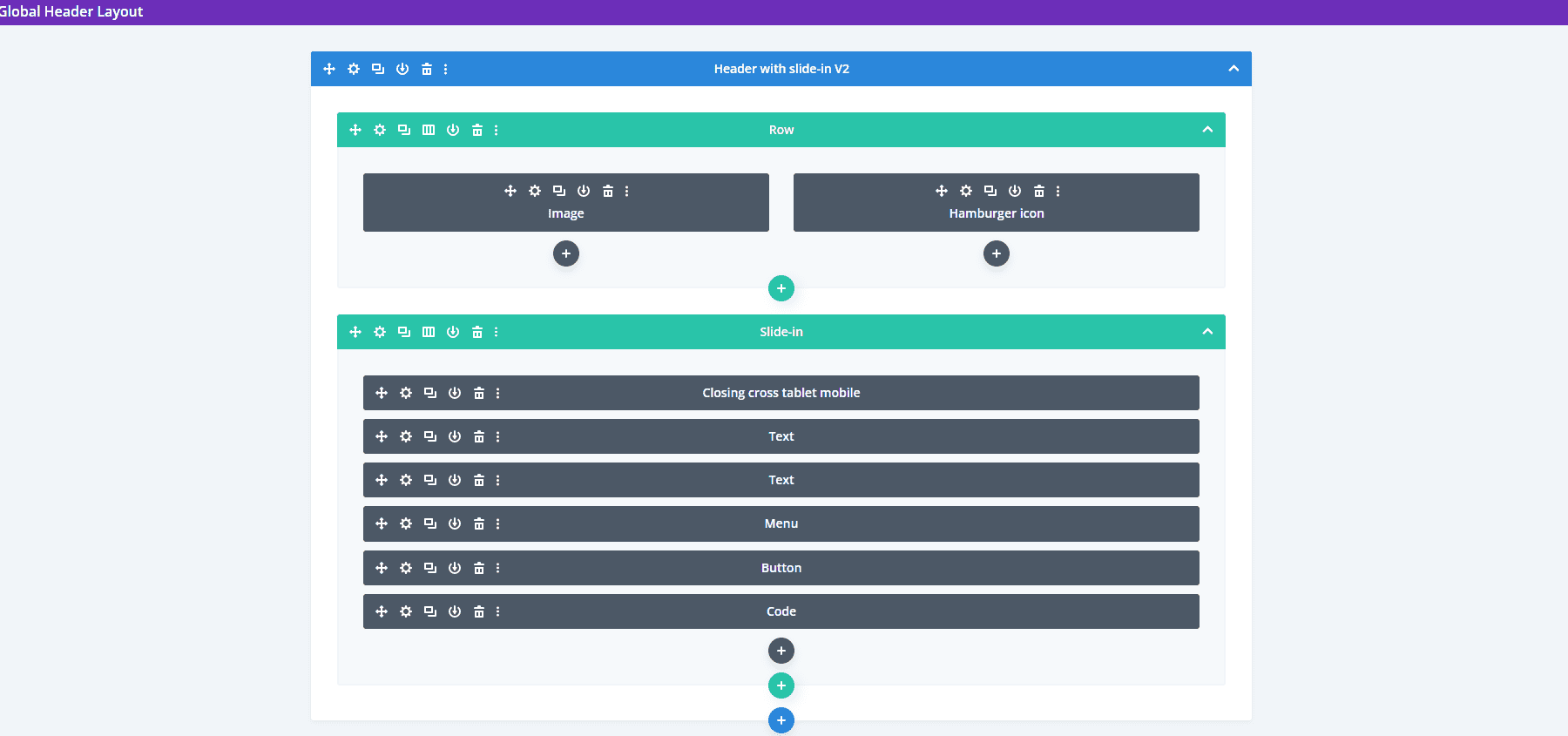 Header with Slide-ins