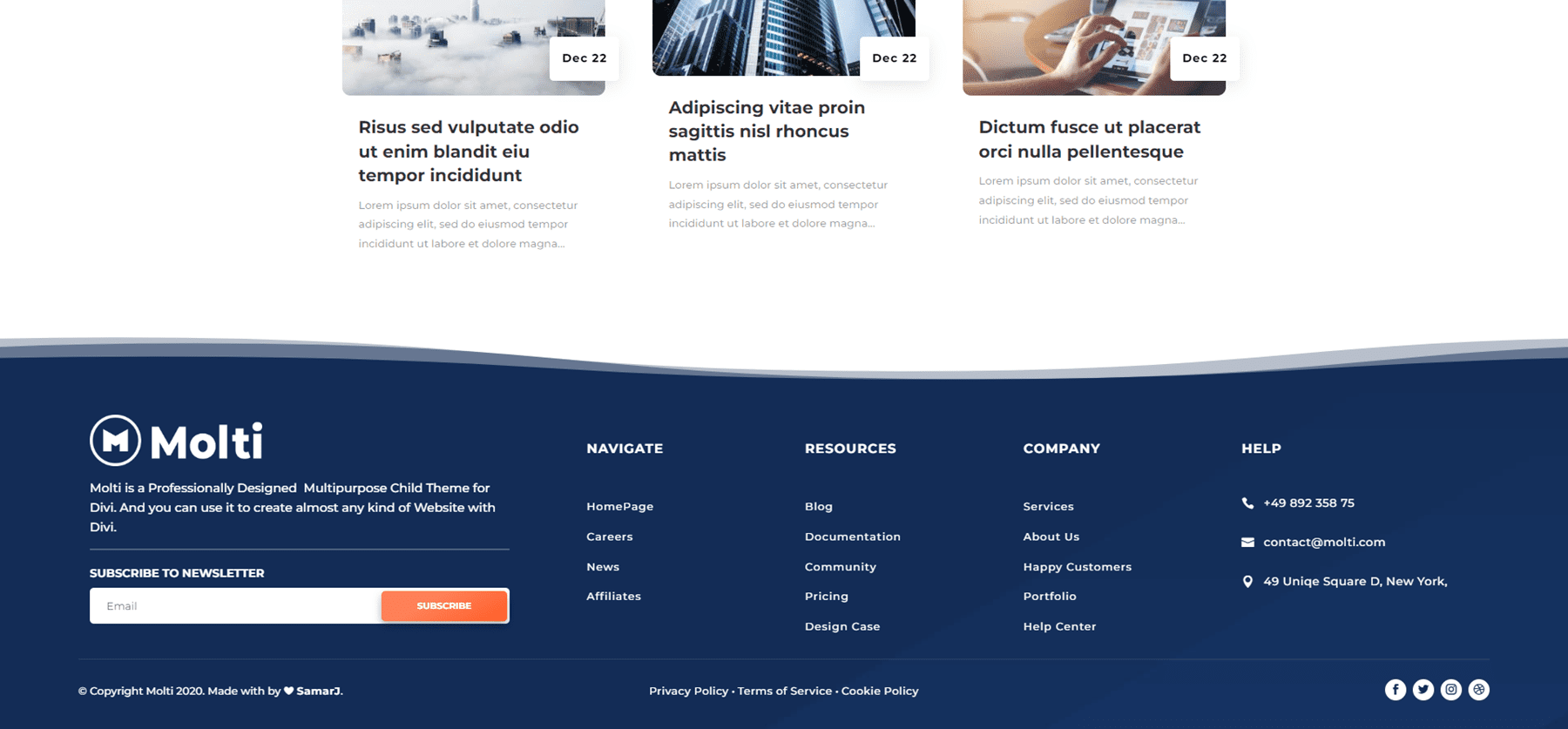 Molti Divi Child Theme Divi Templates برای ایجاد تم