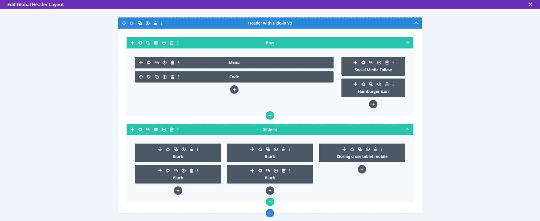 Header with Slide-ins