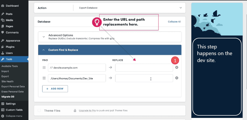 Dev Push Live - WP Migrate 5_num