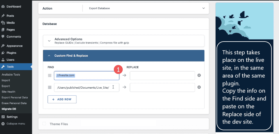 Dev Push Live - WP Migrate 6_num