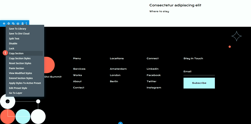 Divi Fullwidth Map VS Map Module Copy Footer Section