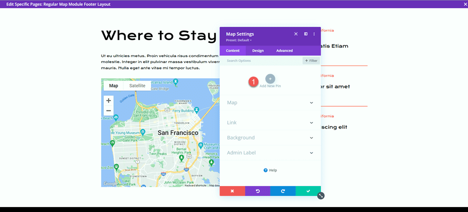 Divi Fullwidth Map VS Map Module Regular Add Pin