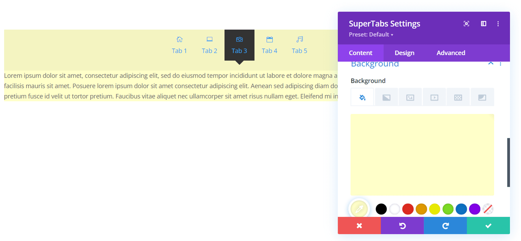 Divi Plugin Highlight Divi SuperTabs Background