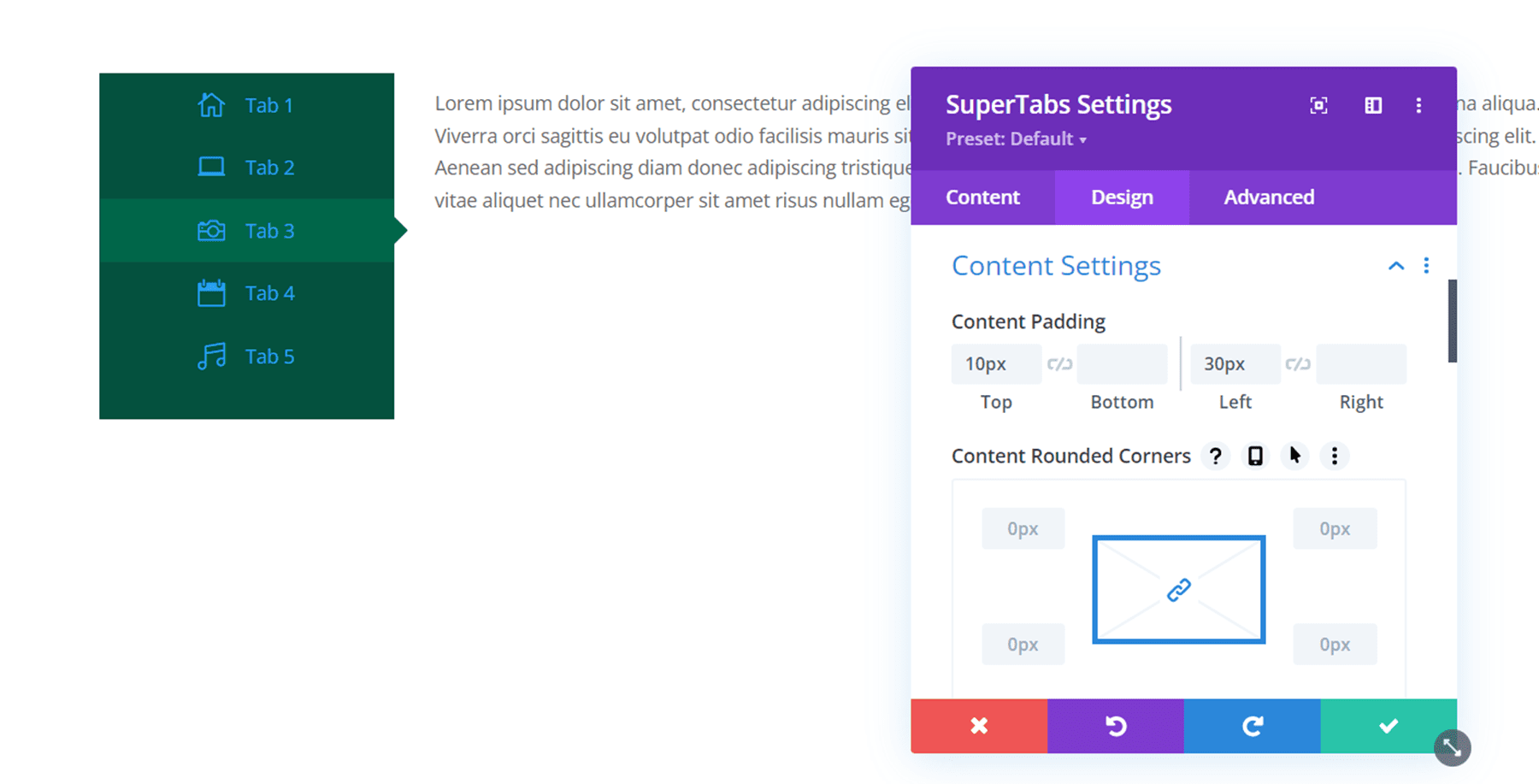 Divi Plugin Highlight Divi SuperTabs Content Settings