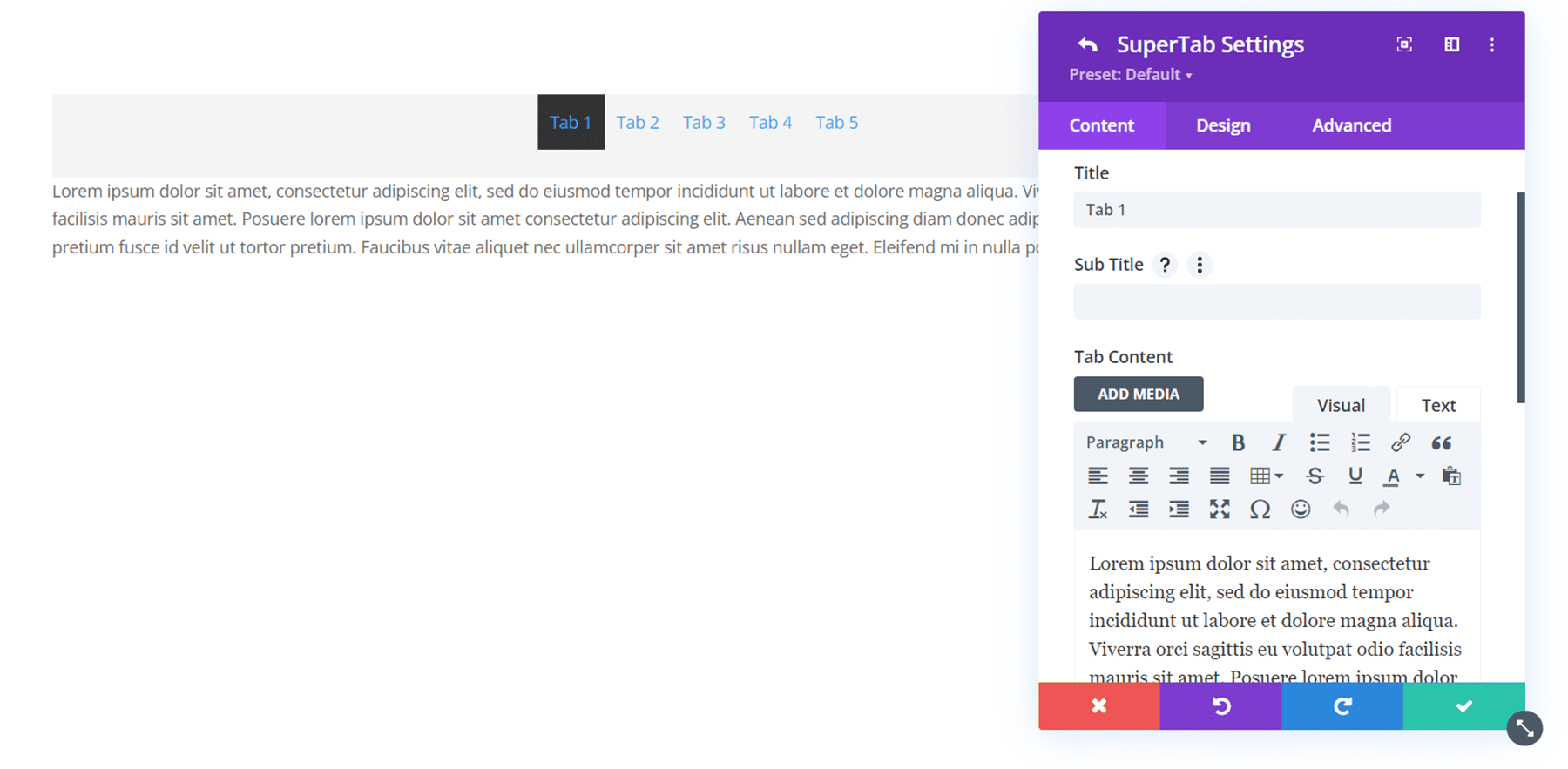 Divi Plugin Highlight Divi SuperTabs Tab Content