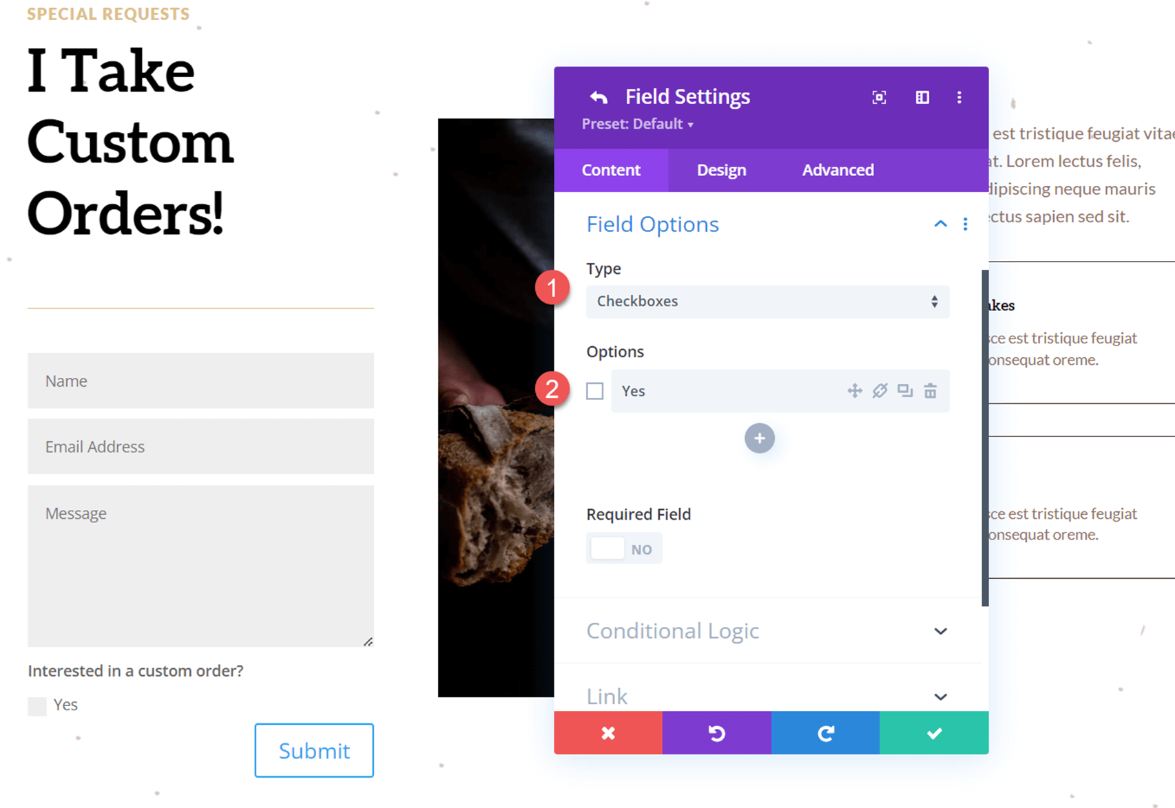 Divi Reveal Options Dropdown Contact Form Field Options