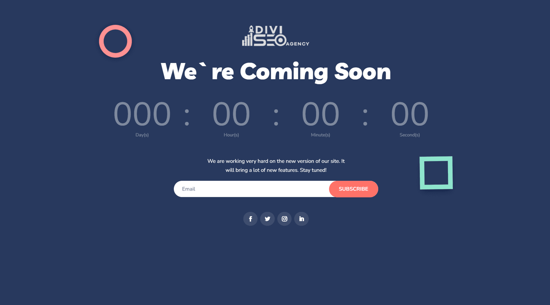 Divi SEO Agency Theme Divi Child Theme Overview Coming Soon