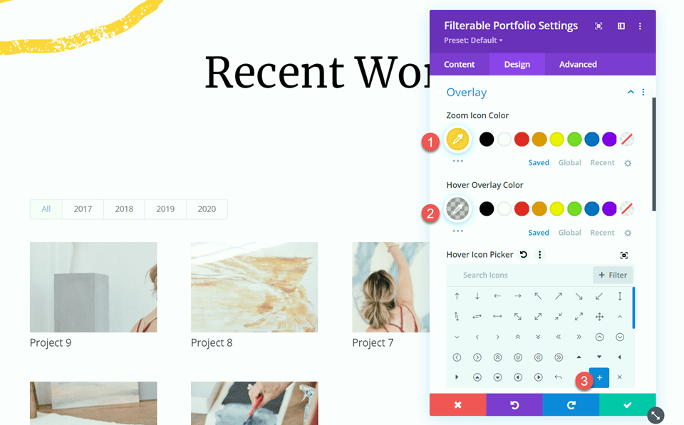 Divi Filterable Portfolio Pagination Overlay