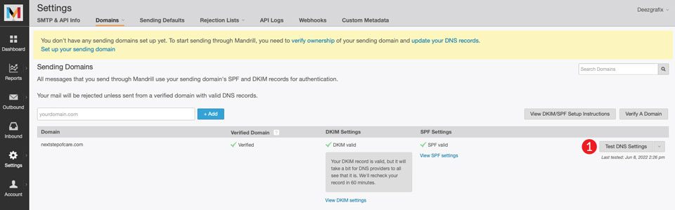 Test DNS settings