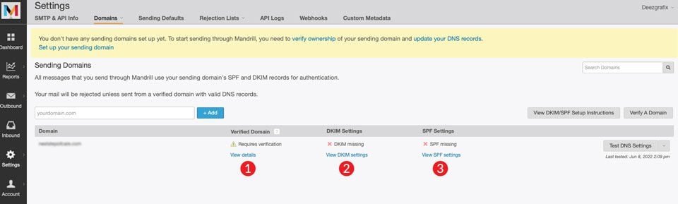Verify Mandrill DNS records