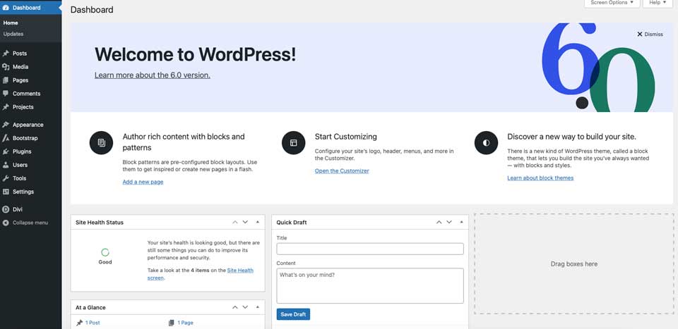 WordPress-dashboard WordPress vs Web.com