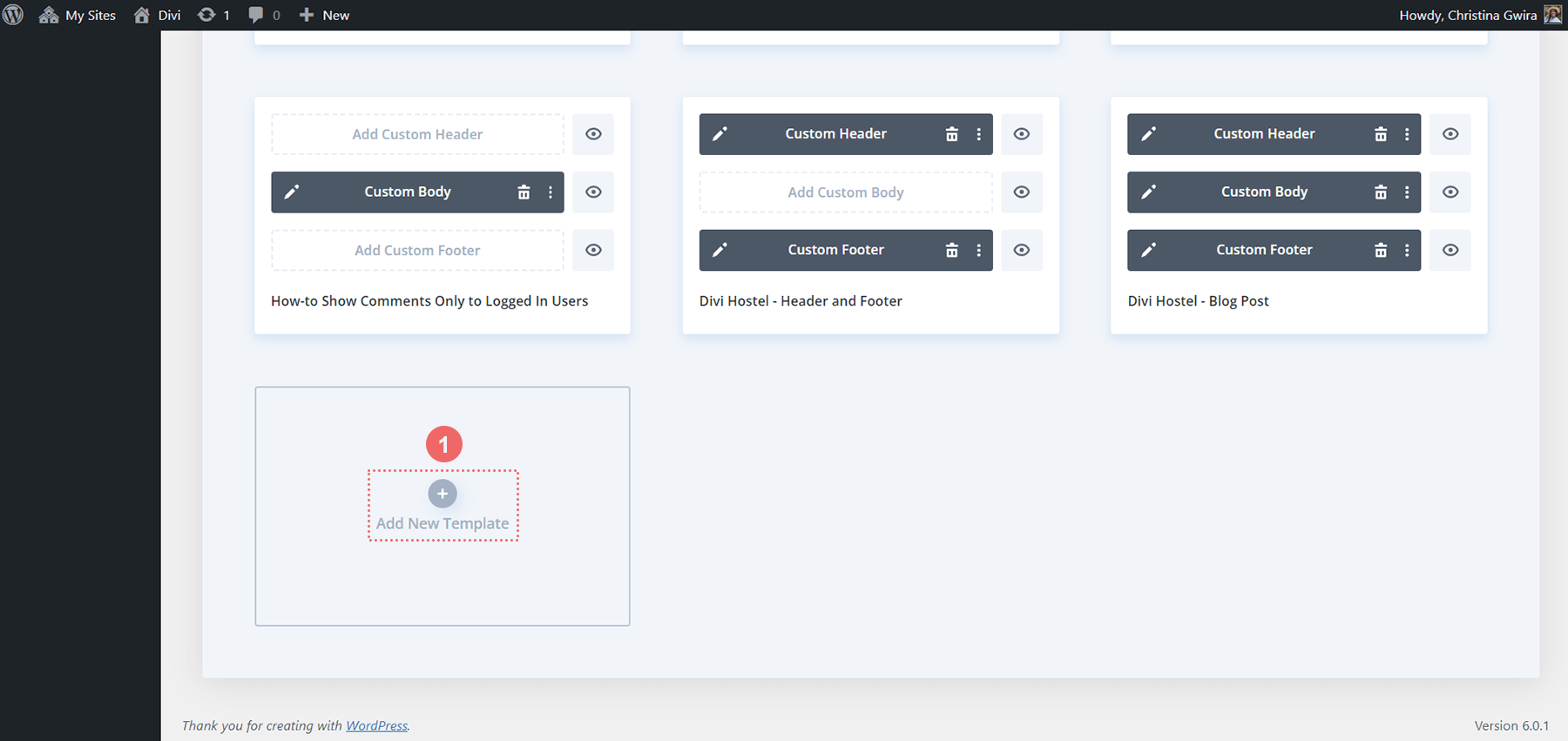 برای دسترسی به کتابخانه Divi Theme Builder روی دکمه Add New Template کلیک کنید