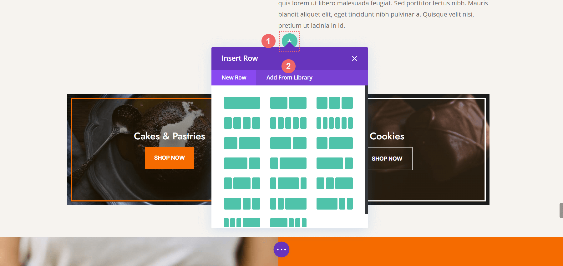 Adding a new row via the Row Library