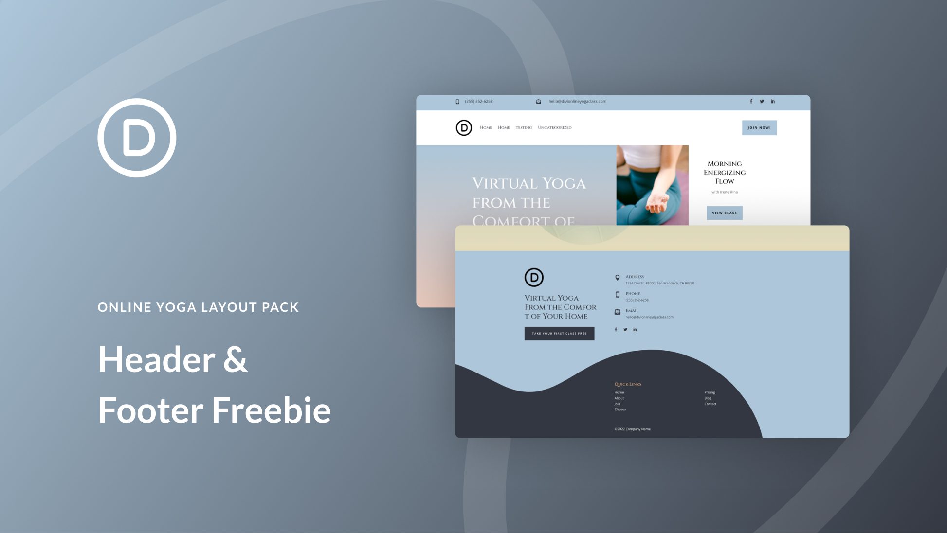 Download a FREE Header & Footer for Divi’s Online Yoga Layout Pack