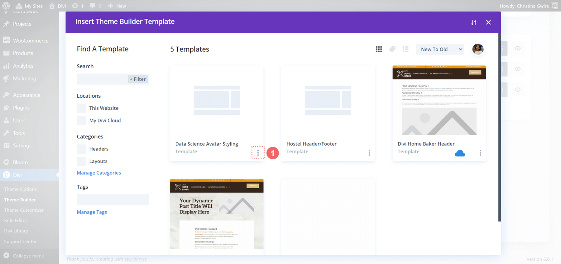 Select the template that you want to edit in the Divi Theme Builder Library