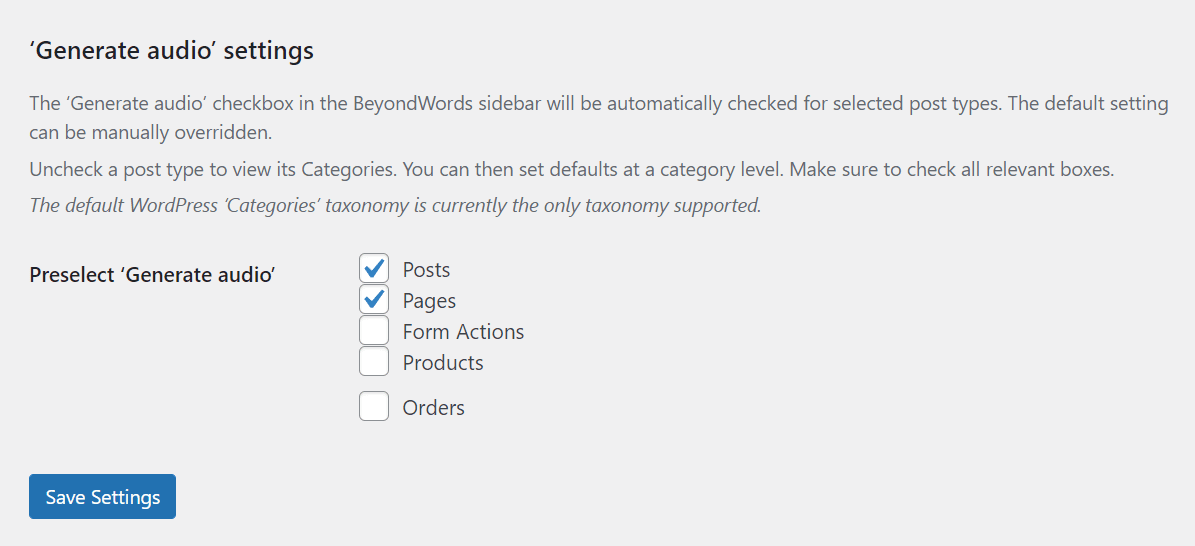 پیکربندی افزونه BeyondWords
