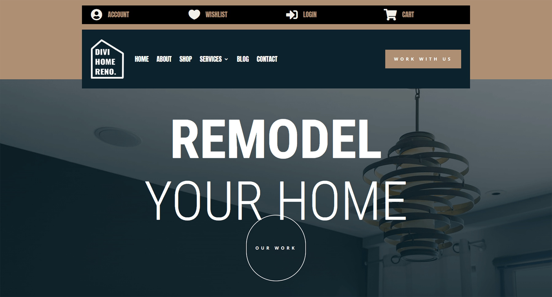 Divi Home Remodeling Header Template Desktop View