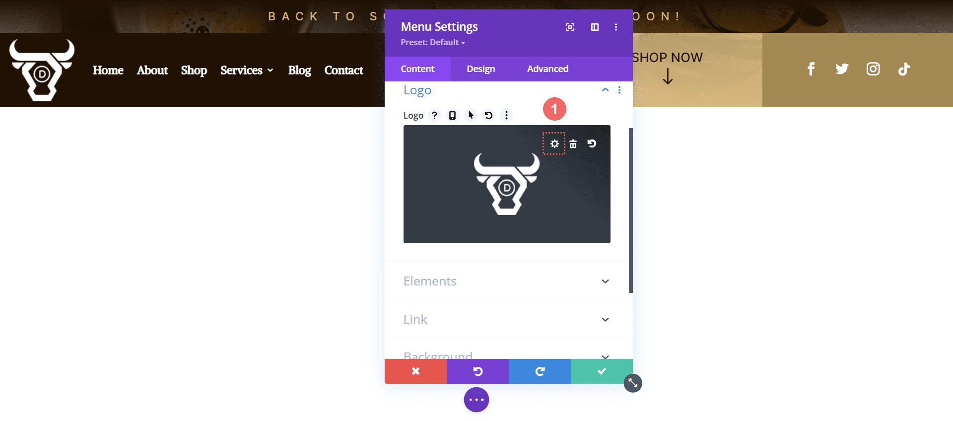 Upload a light colored logo to the menu module