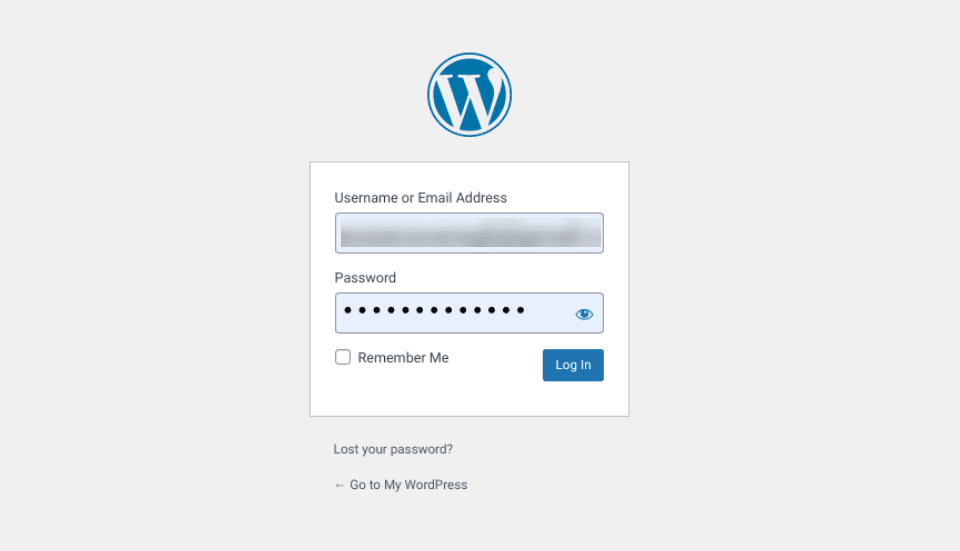 The WordPress login screen.