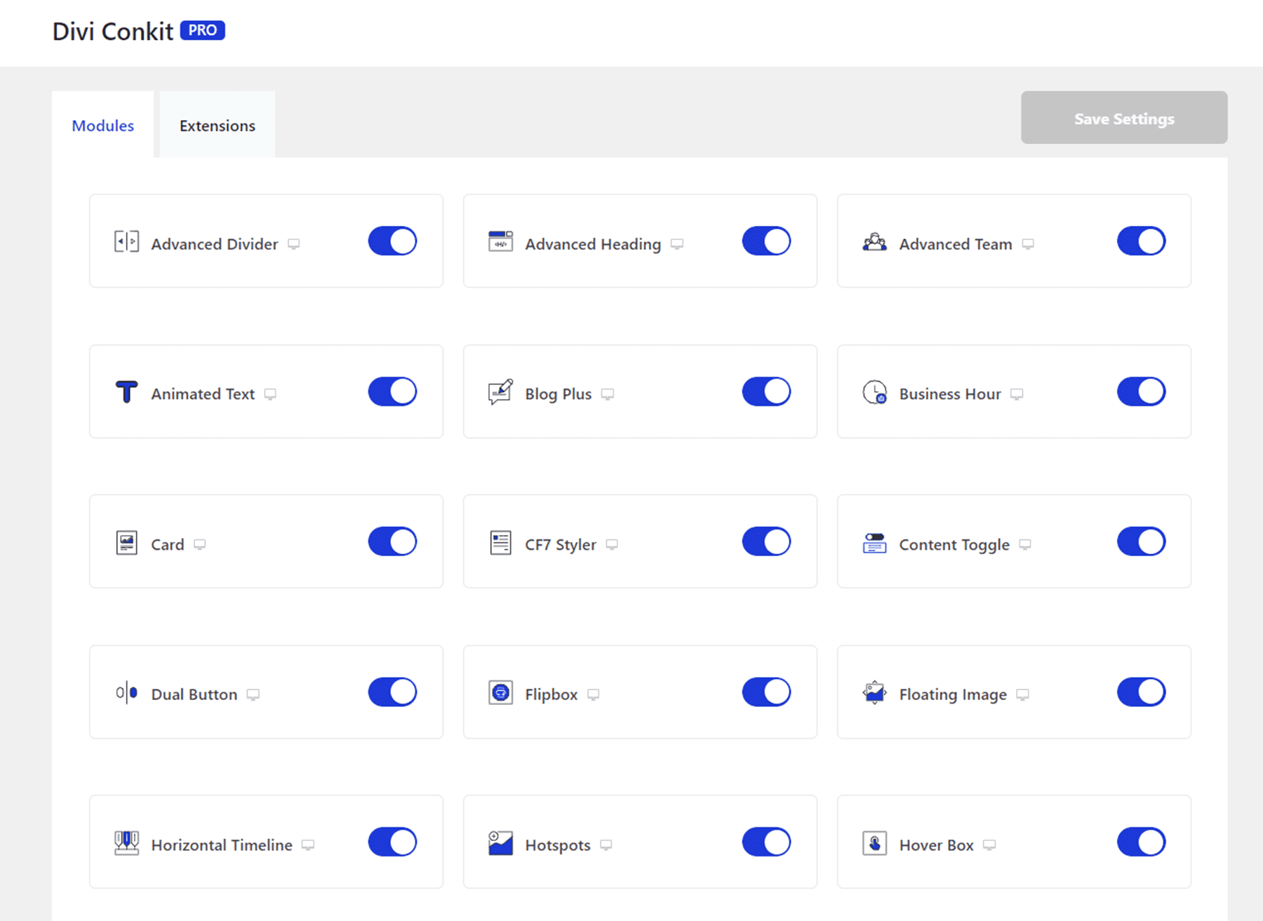 Divi Plugin Highlight Divi ConKit Pro Settings