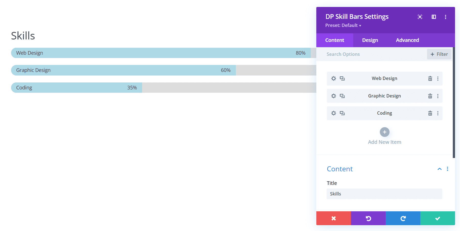 Divi Plugin Highlight Divi ConKit Pro Skill Bars